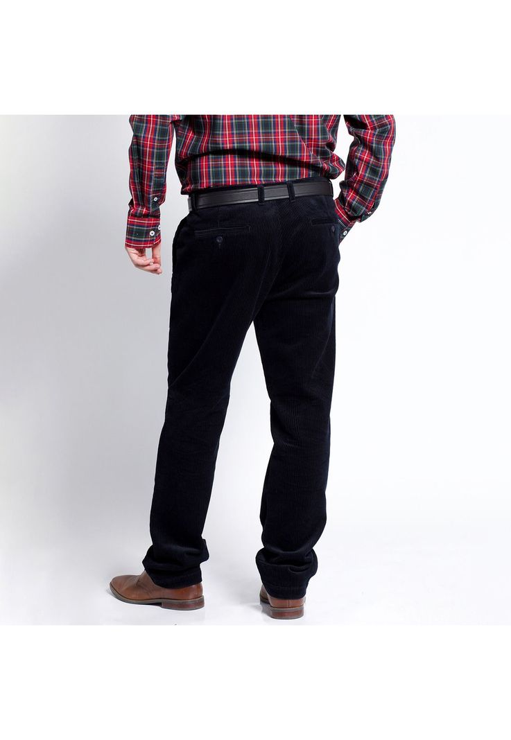 Pantalón Cotelé Con Pinzas Azul Marino-1