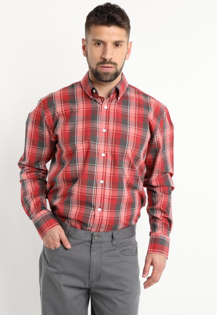 Camisa Fantasia Premium Manga Larga Boton Cuello Rojo-0