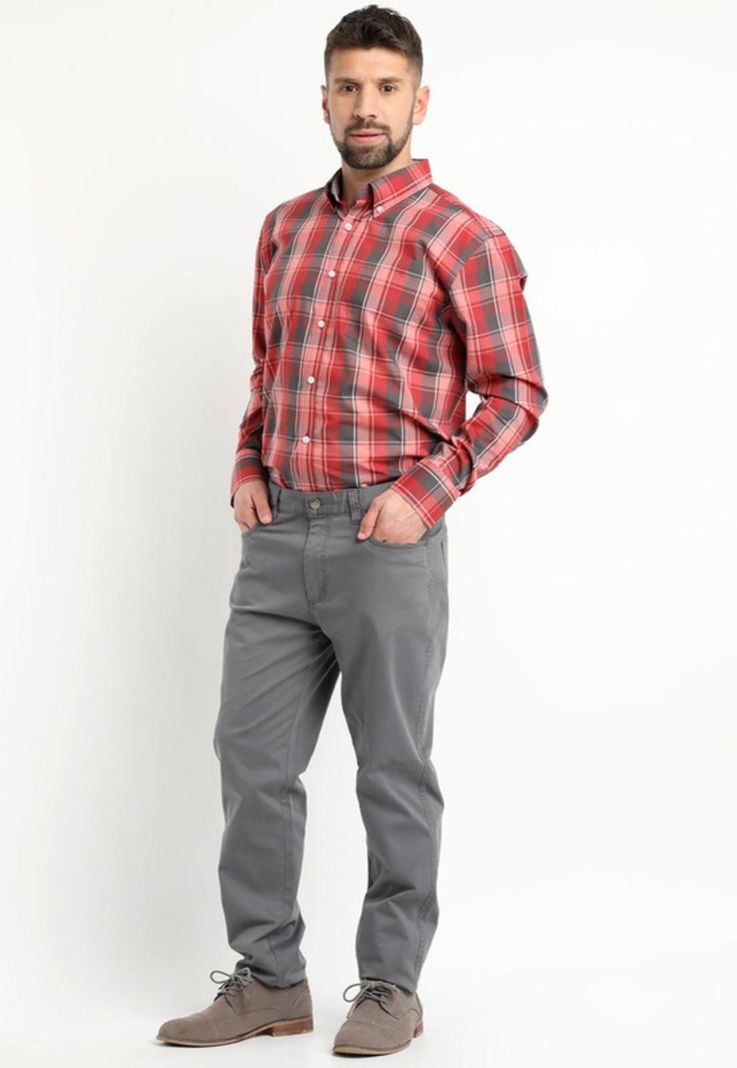 Camisa Fantasia Premium Manga Larga Boton Cuello Rojo-2