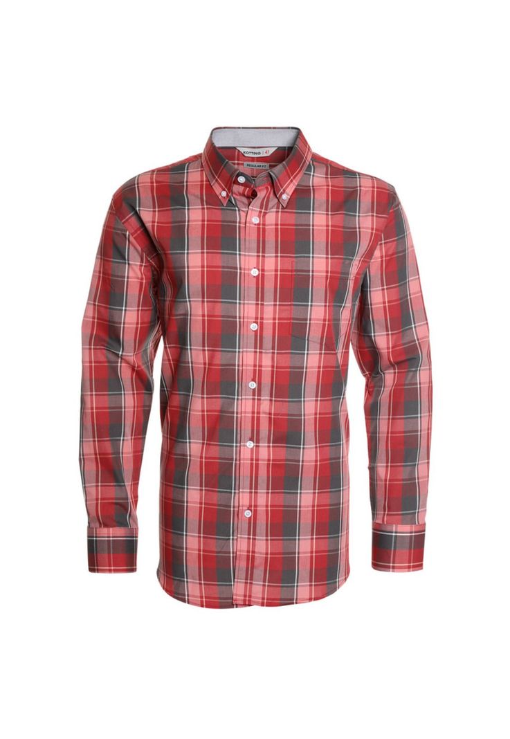Camisa Fantasia Premium Manga Larga Boton Cuello Rojo-3