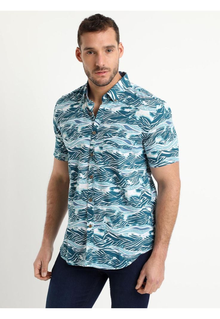Camisa Estampada Diseño Mc Turquesa-1