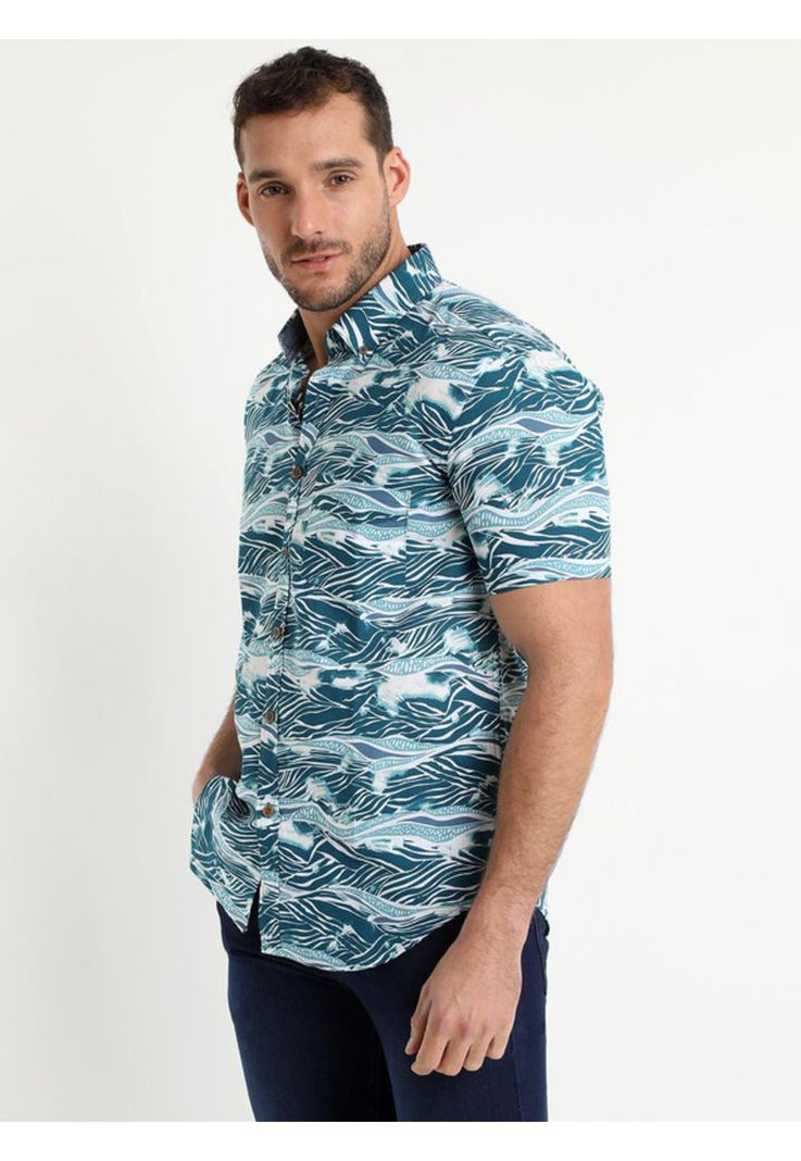 Camisa Estampada Diseño Mc Turquesa-2