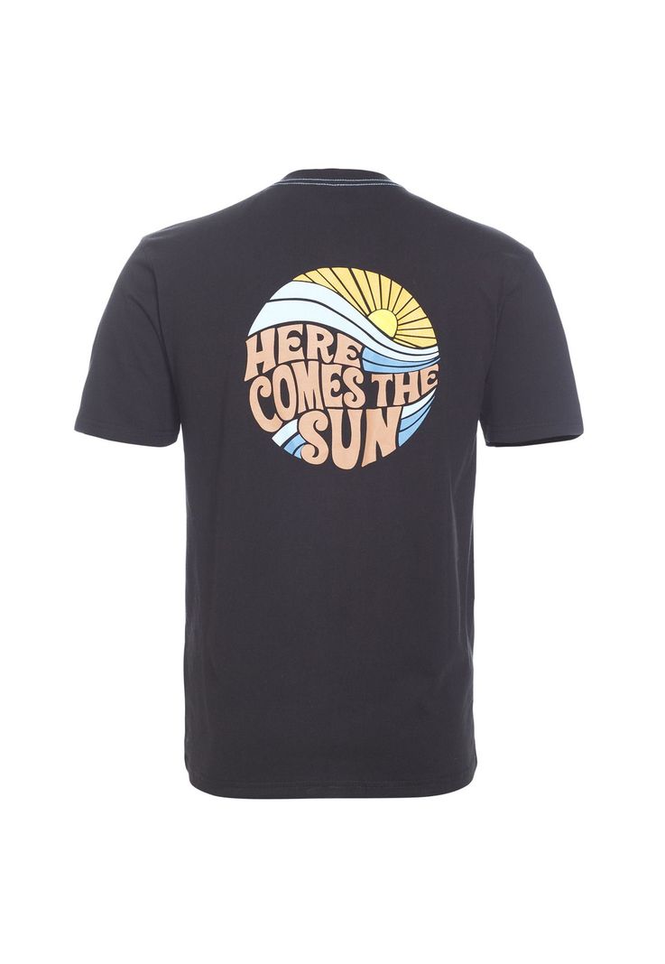 Polera Manga Corta Jersey Estampada Cuello V Negro-0