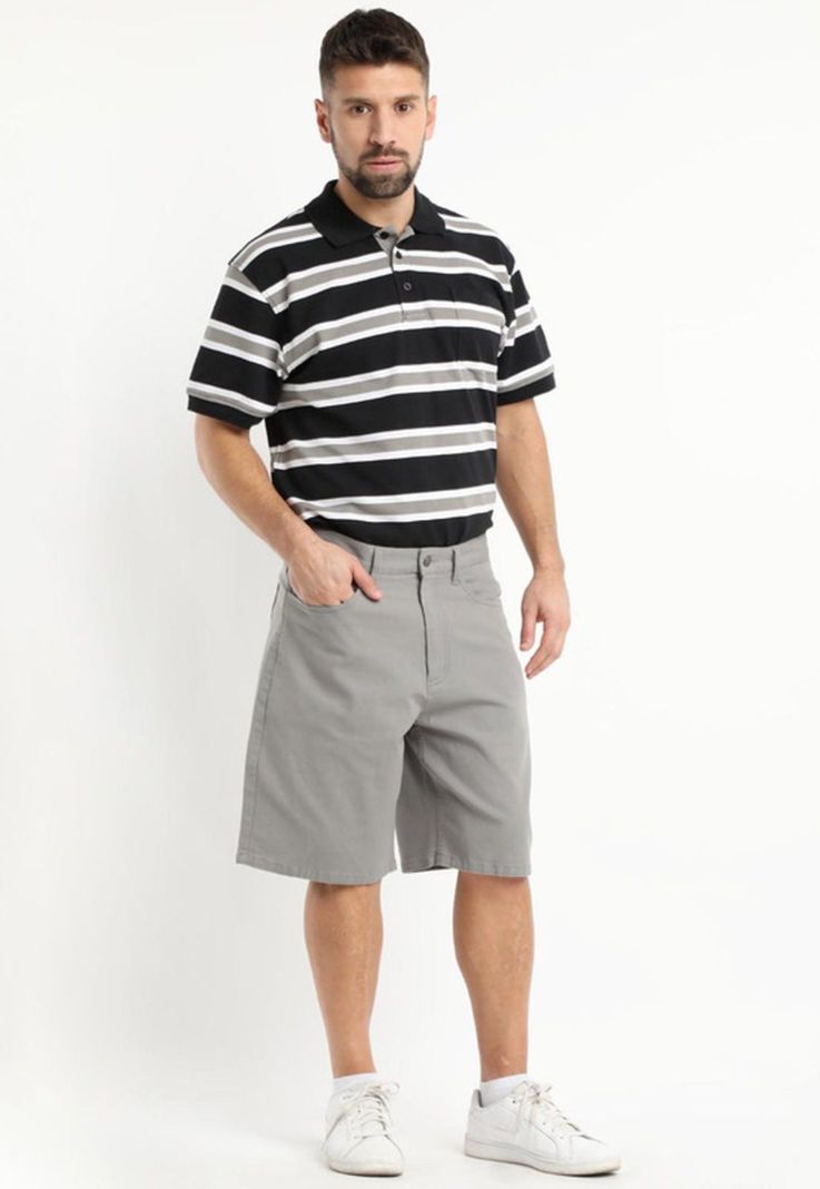 Bermuda Canvas Spandex Gris-2