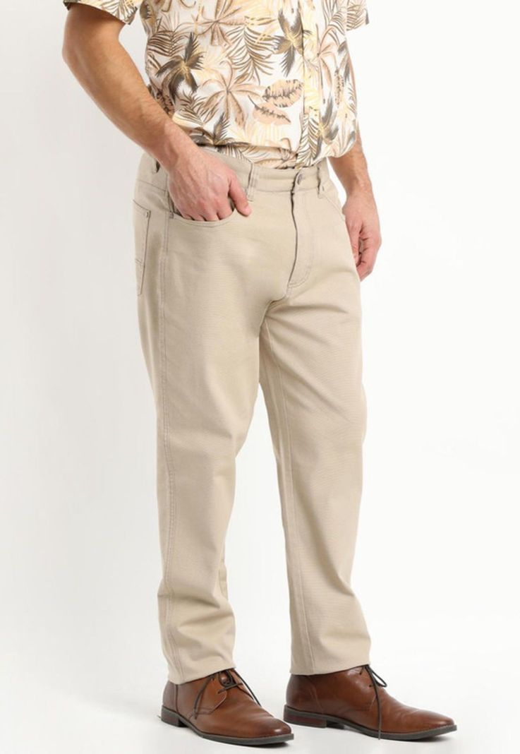 Pantalon Canvas 5 Bolsillos Spandex Beige-0