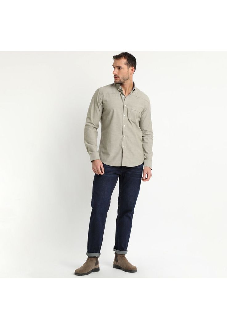 Camisa Lisa Chambray Khaki oscuro