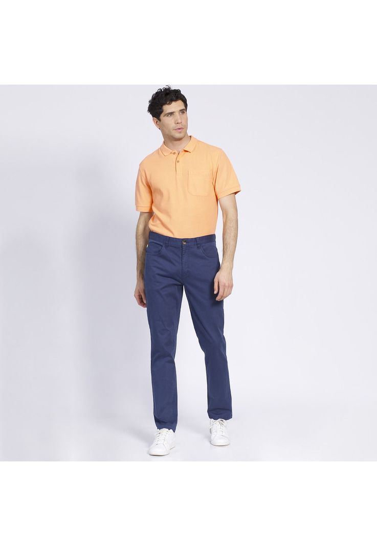 Pantalón Hombre 5 Bolsillos Slim Fit Spandex Azul-0
