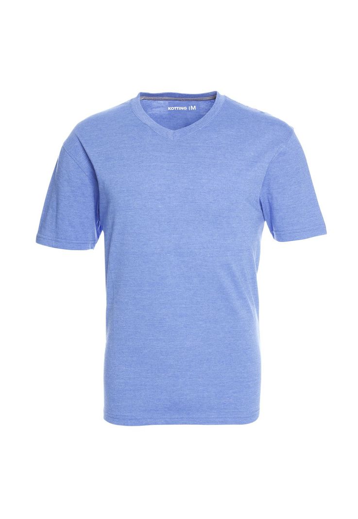 Polera Manga Corta Jersey Melange Cuello V Azul-0