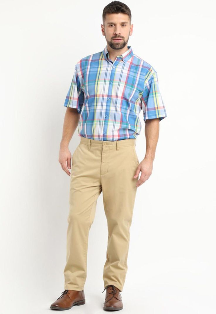 Camisa Fantasia Premium Manga Corta Boton Cuello Celeste-2