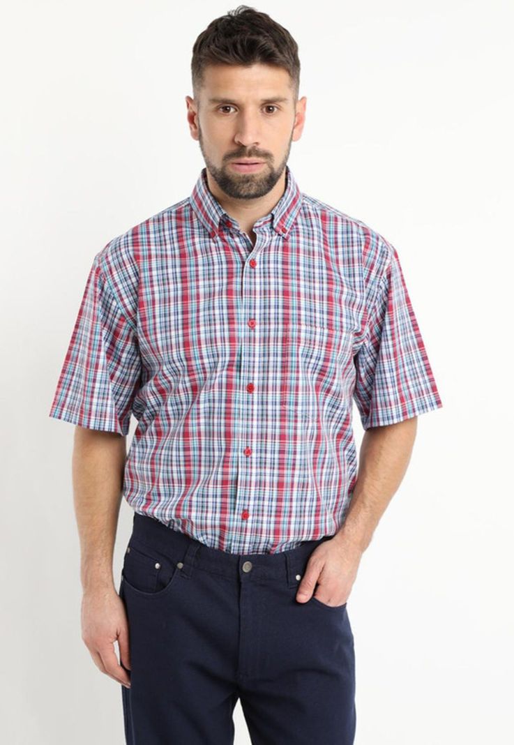 Camisa Fantasia Premium Manga Corta Boton Cuello Rojo-0