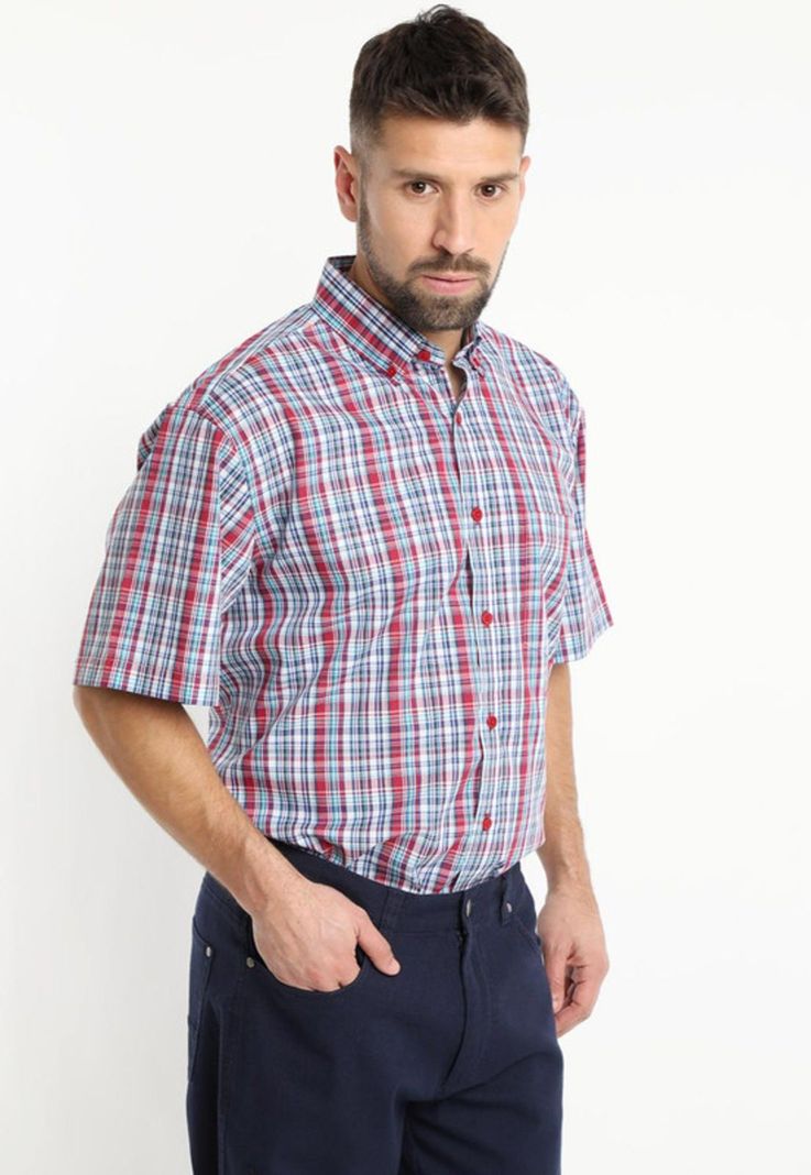 Camisa Fantasia Premium Manga Corta Boton Cuello Rojo-1