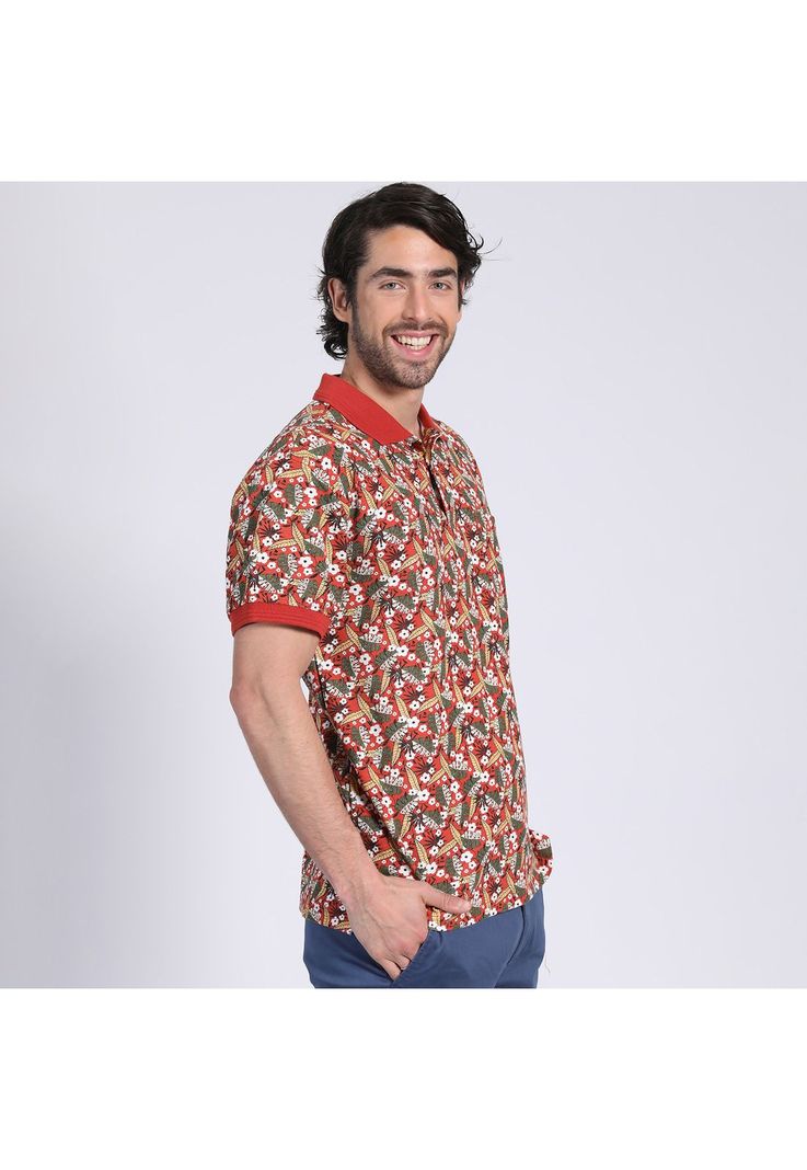 Polera Manga Corta Piqué Estampada Naranja oscuro-2