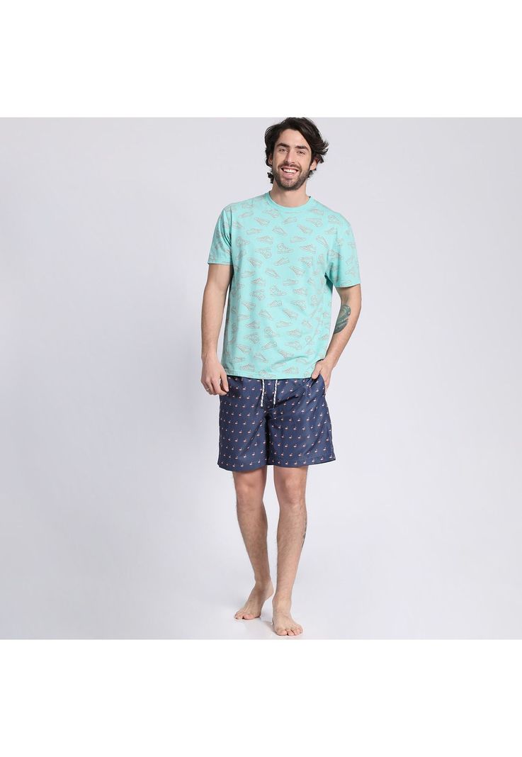 Polera Manga Corta Jersey Print Azul-0