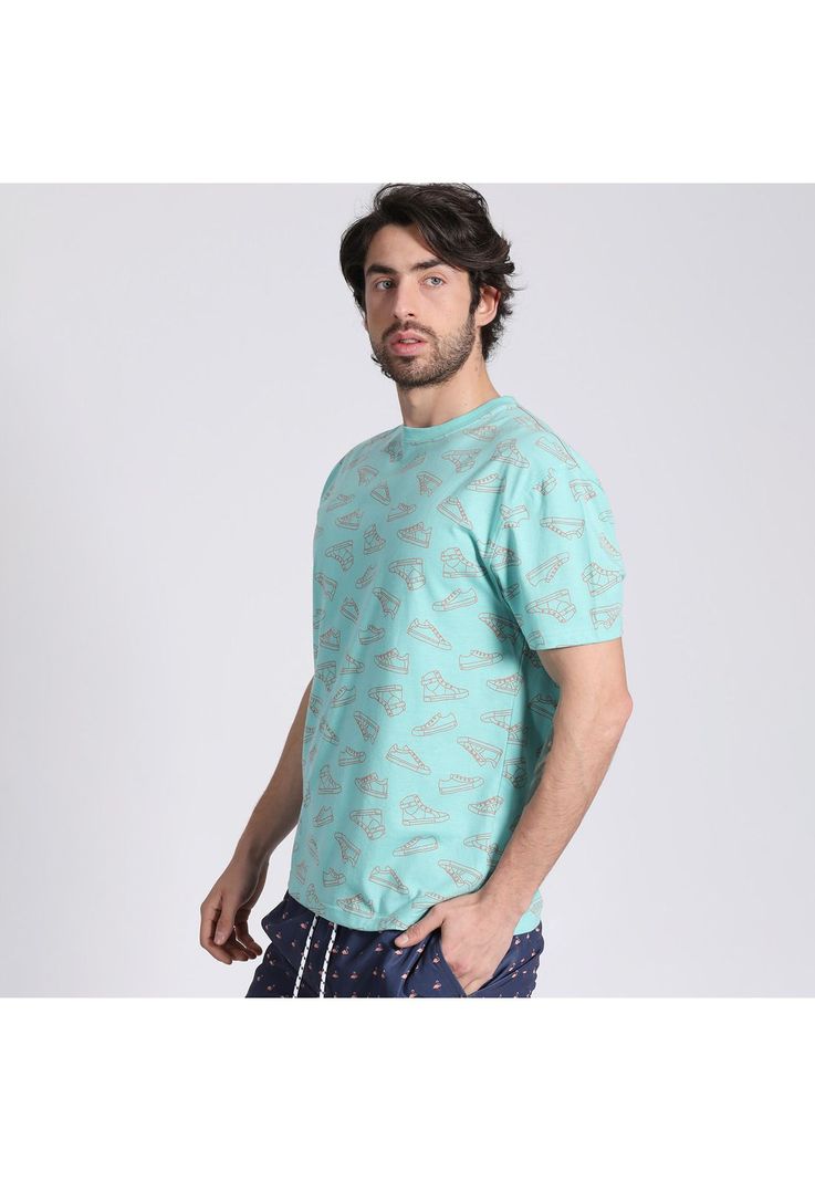 Polera Manga Corta Jersey Print Azul-2