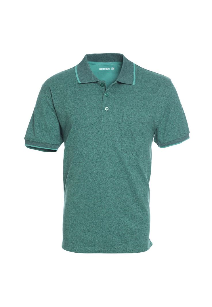 Polera Manga Corta Piqué Melange Turquesa-0