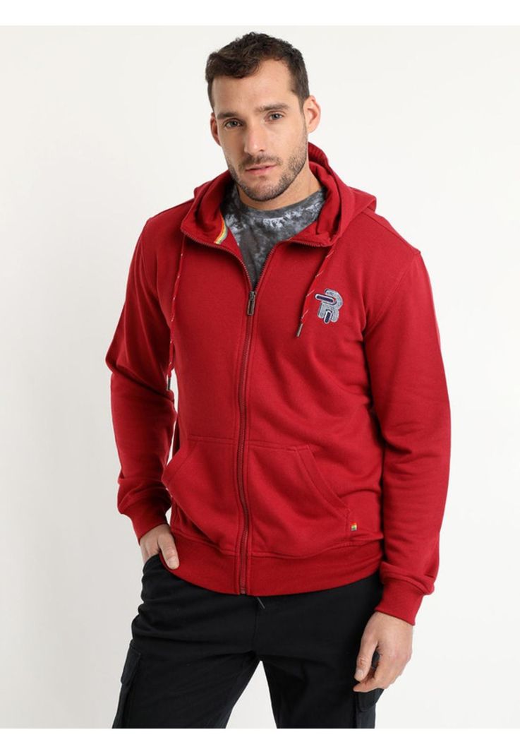Poleron Full Zipper Rojo oscuro-1