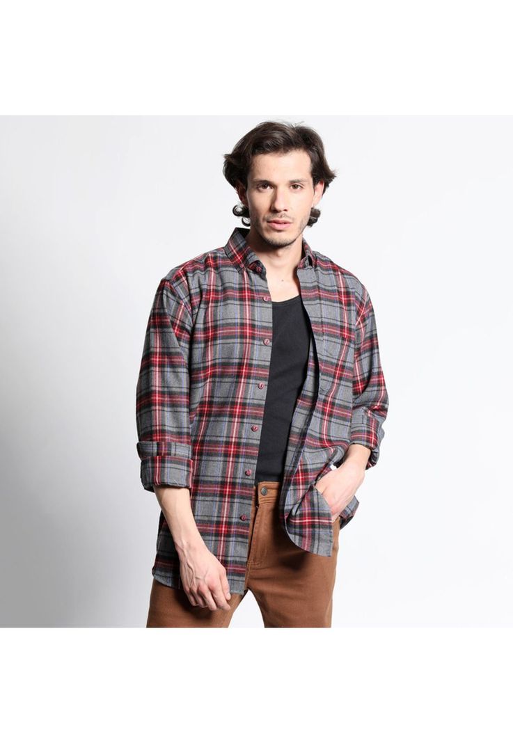 Camisa Manga Larga Franela Regular Fit-0