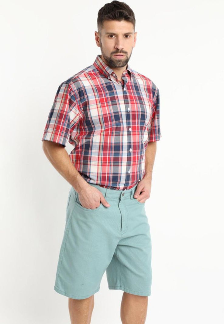 Camisa Fantasia Clasica Manga Corta Boton Cuello Azul Marino-0