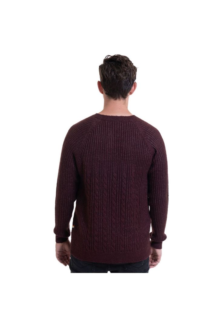 Sweater Cuello Redondo Textura Rojo Oscuro-1