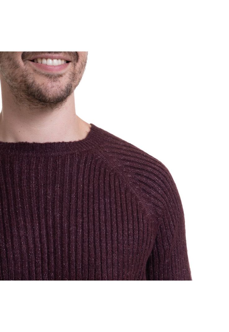 Sweater Cuello Redondo Textura Rojo Oscuro-3