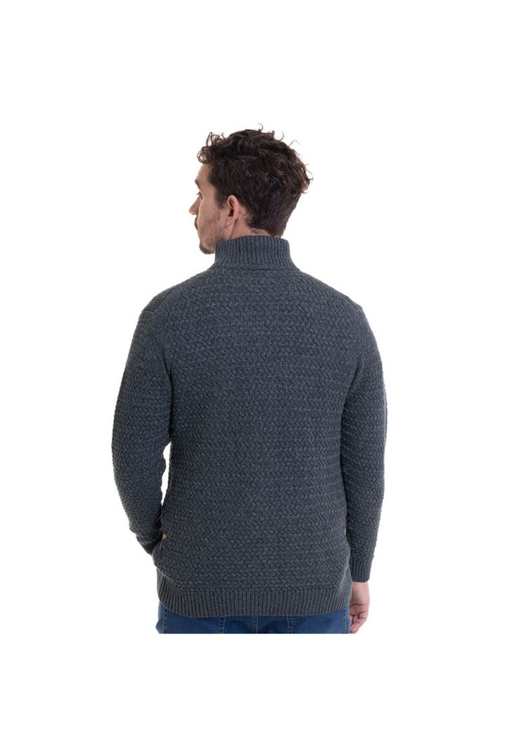 Sweater Medio Cierre Verde Melange-1