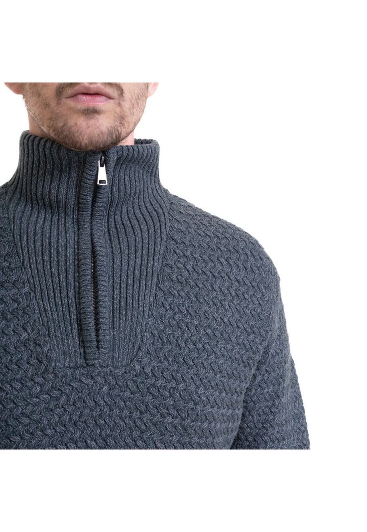 Sweater Medio Cierre Verde Melange-3