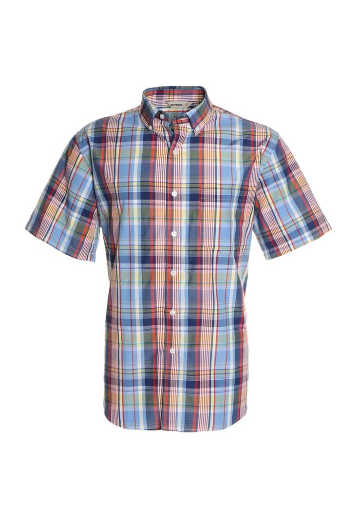 Camisa Fantasia Clasica Manga Corta Boton Cuello Azul-3