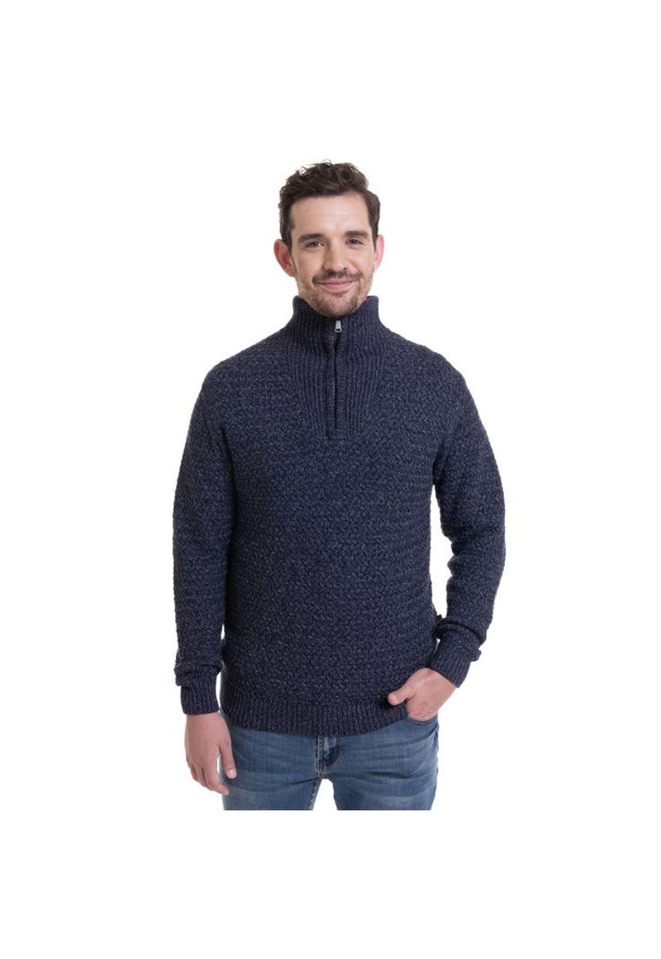 Sweater Medio Cierre Azul Marino-0
