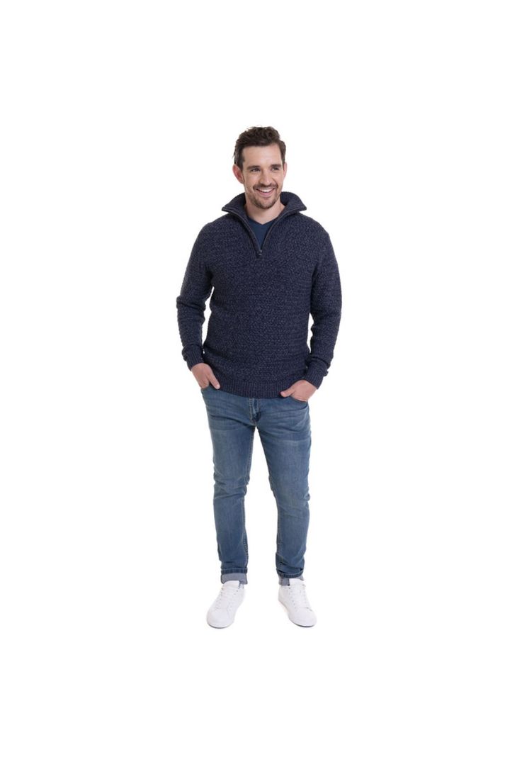 Sweater Medio Cierre Azul Marino-2