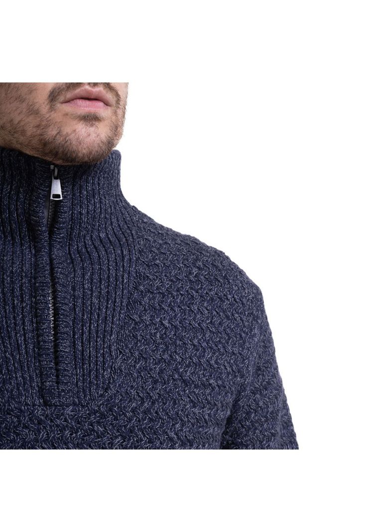 Sweater Medio Cierre Azul Marino-3