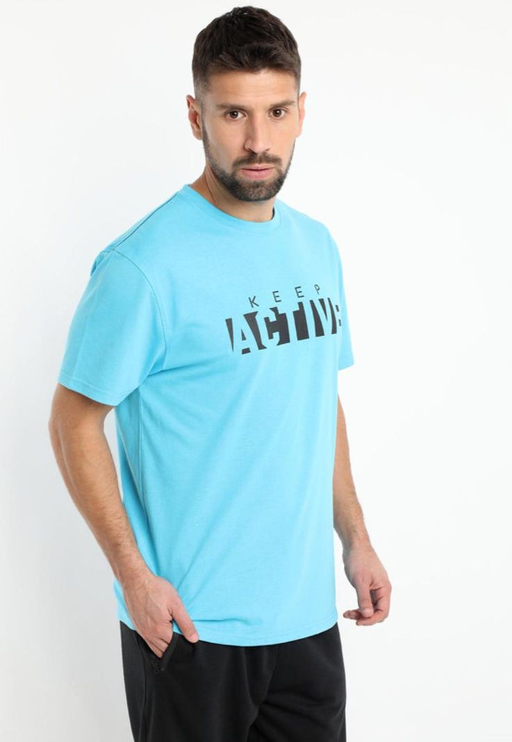 Polera Estampada Sport Celeste-1