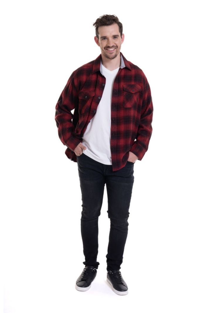 Camisa Leñadora Rojo Oscuro-2