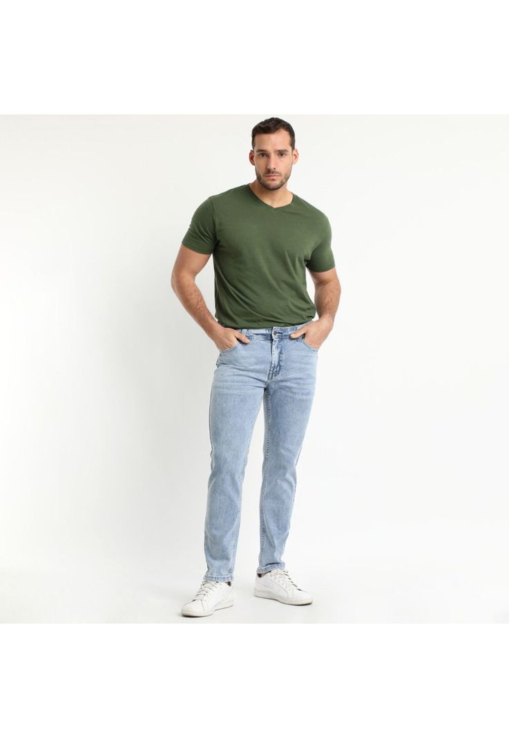 Jeans Tendencia Slim Fit Azul Claro Denim-0