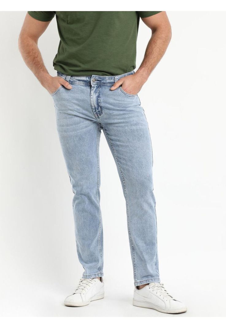 Jeans Tendencia Slim Fit Azul Claro Denim-1