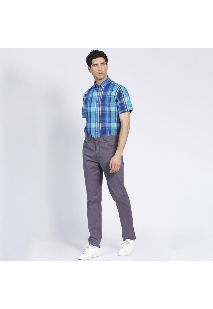 Pantalón Hombre 5 Bolsillos Slim Fit Spandex Gris Oscuro-0