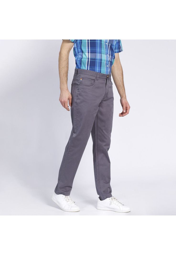 Pantalón Hombre 5 Bolsillos Slim Fit Spandex Gris Oscuro-1