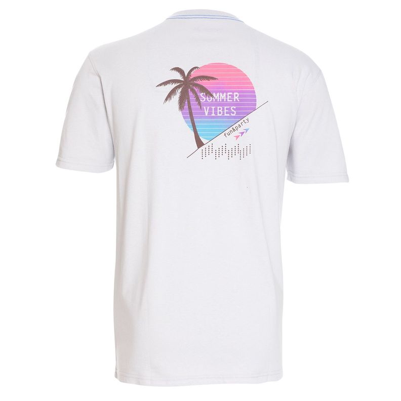 Polera Manga Corta Jersey Estampada Cuello Redondo Gris-0
