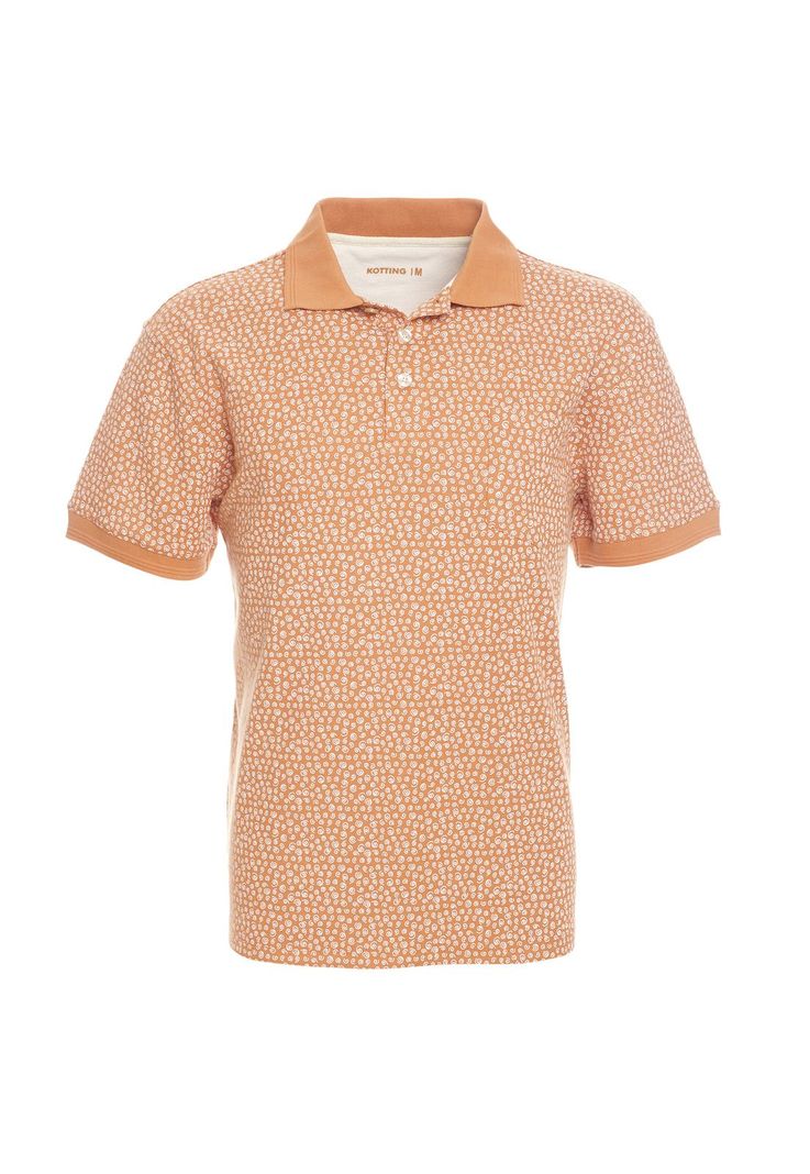 Polera Manga Corta Piqué Estampada Naranja-0