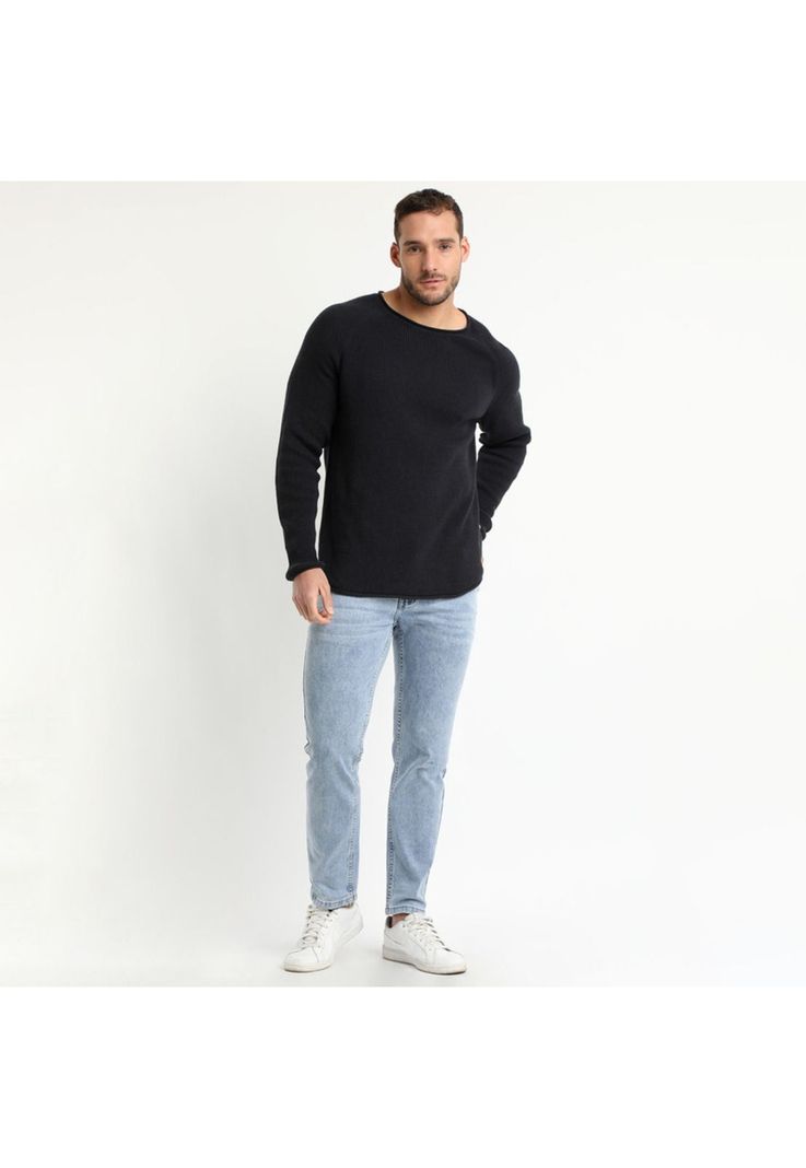 Sweater Cuello Redondo Gris Medio-0