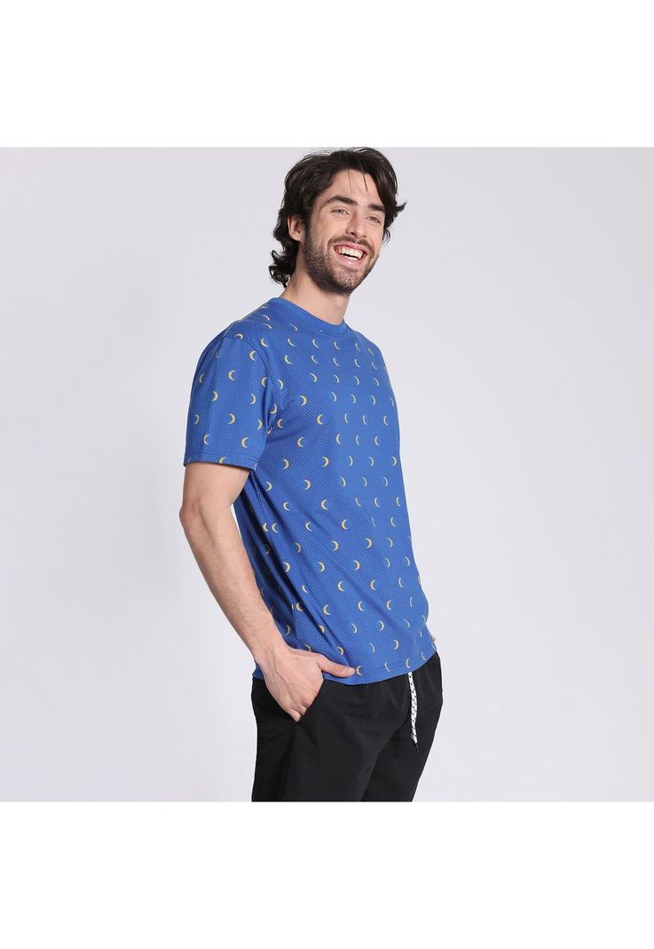 Polera Manga Corta Jersey Print Azul-2