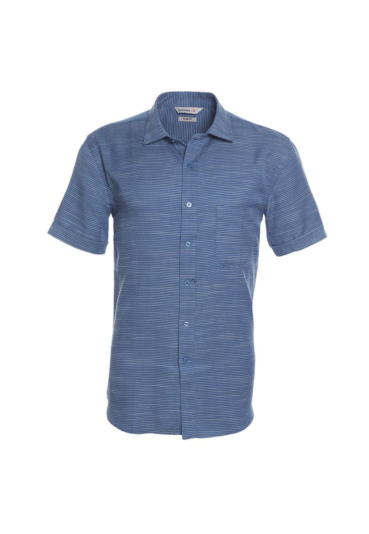 Camisa Manga Corta Dobby Sport Azul-0