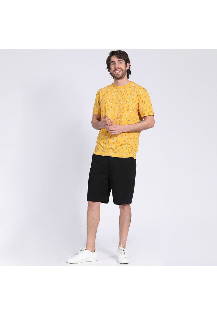 Polera Manga Corta Jersey Print Beige-0