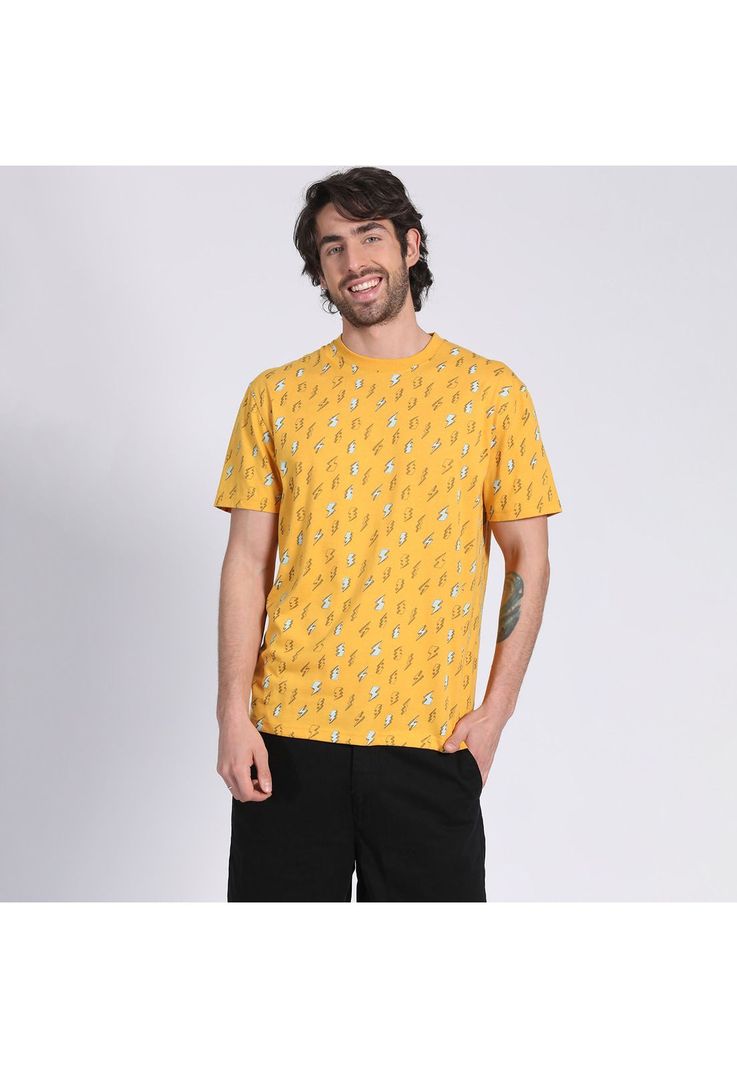 Polera Manga Corta Jersey Print Beige-2