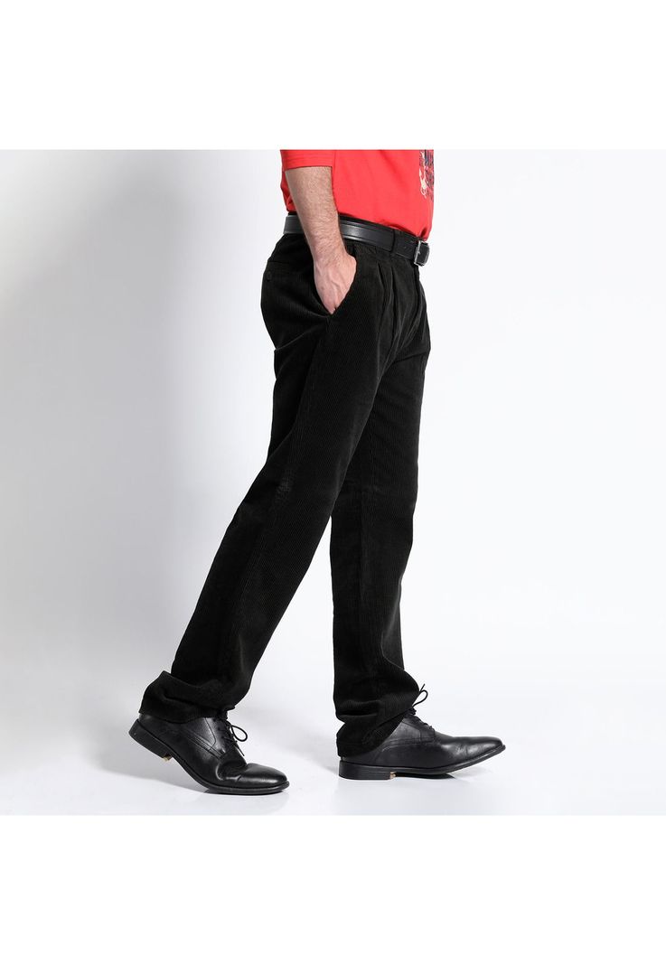 Pantalón Cotelé Con Pinzas Verde Medio-1