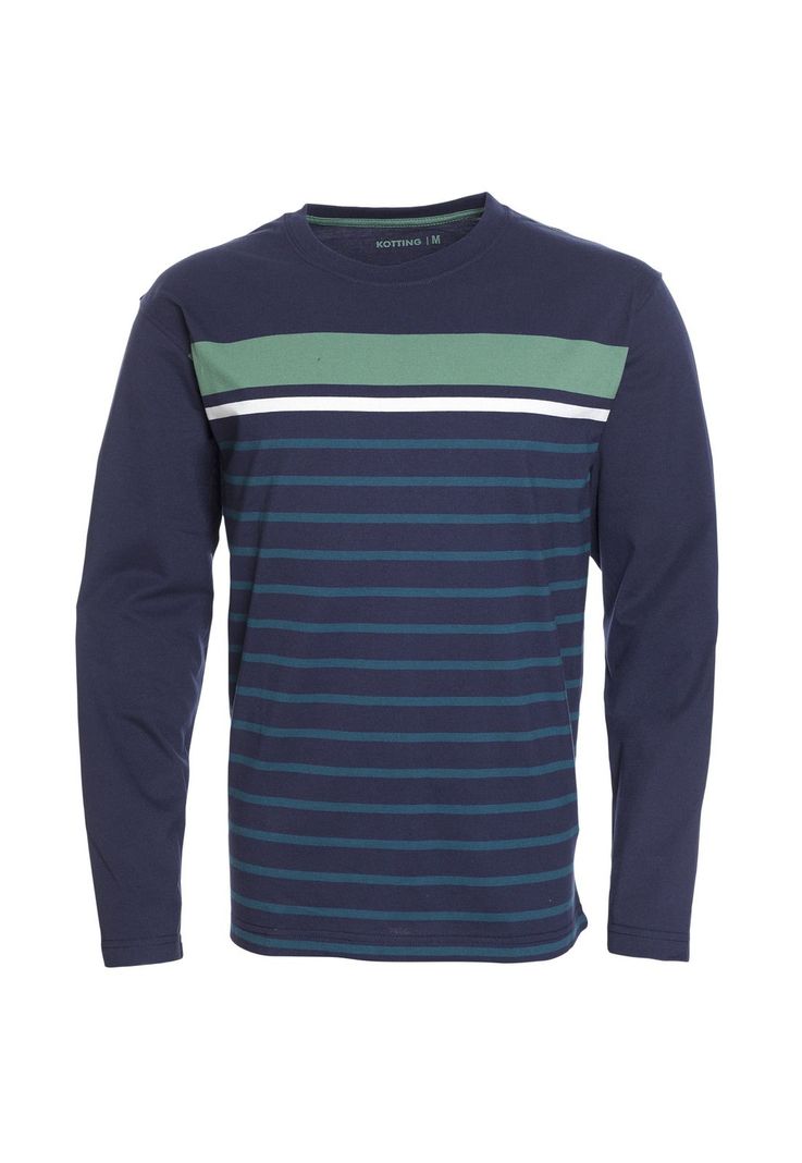 Polera Jersey Listada Cuello Redondo Manga Larga Regular Fit-1