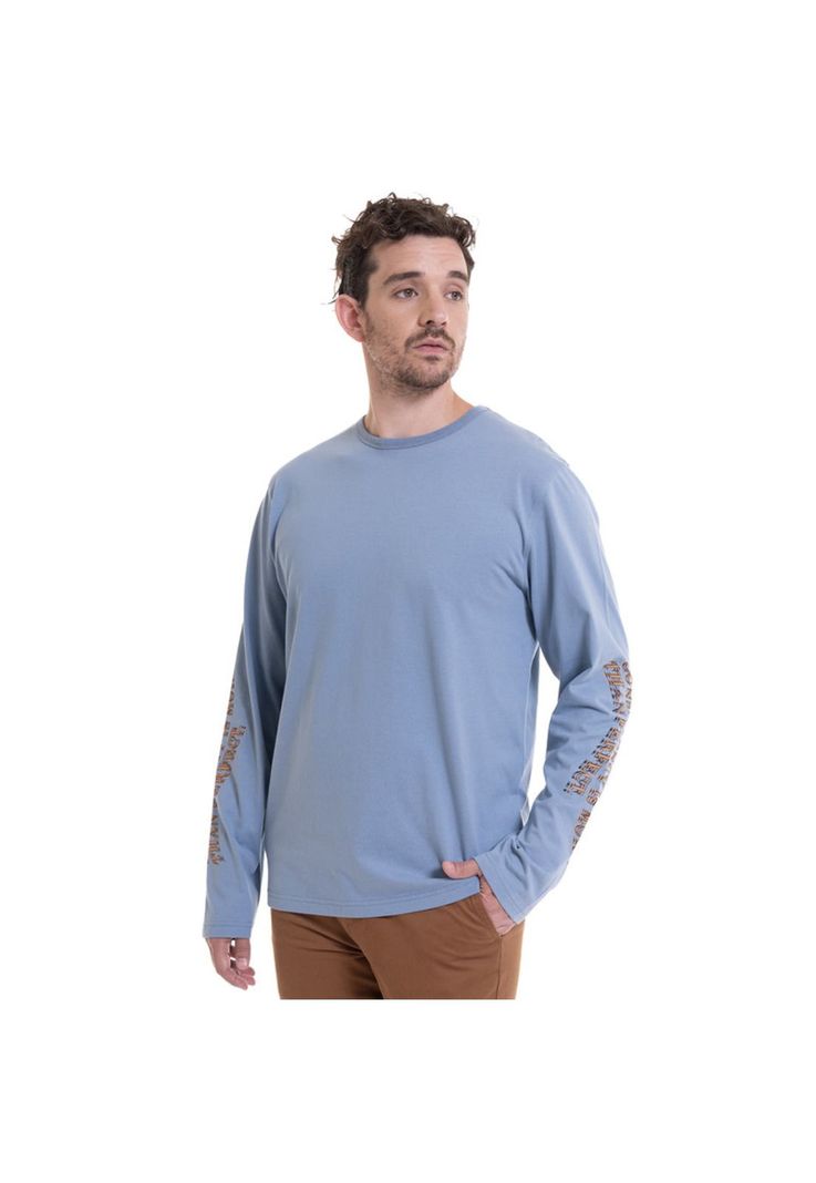 Polera Mangas Estampadas Celeste-0