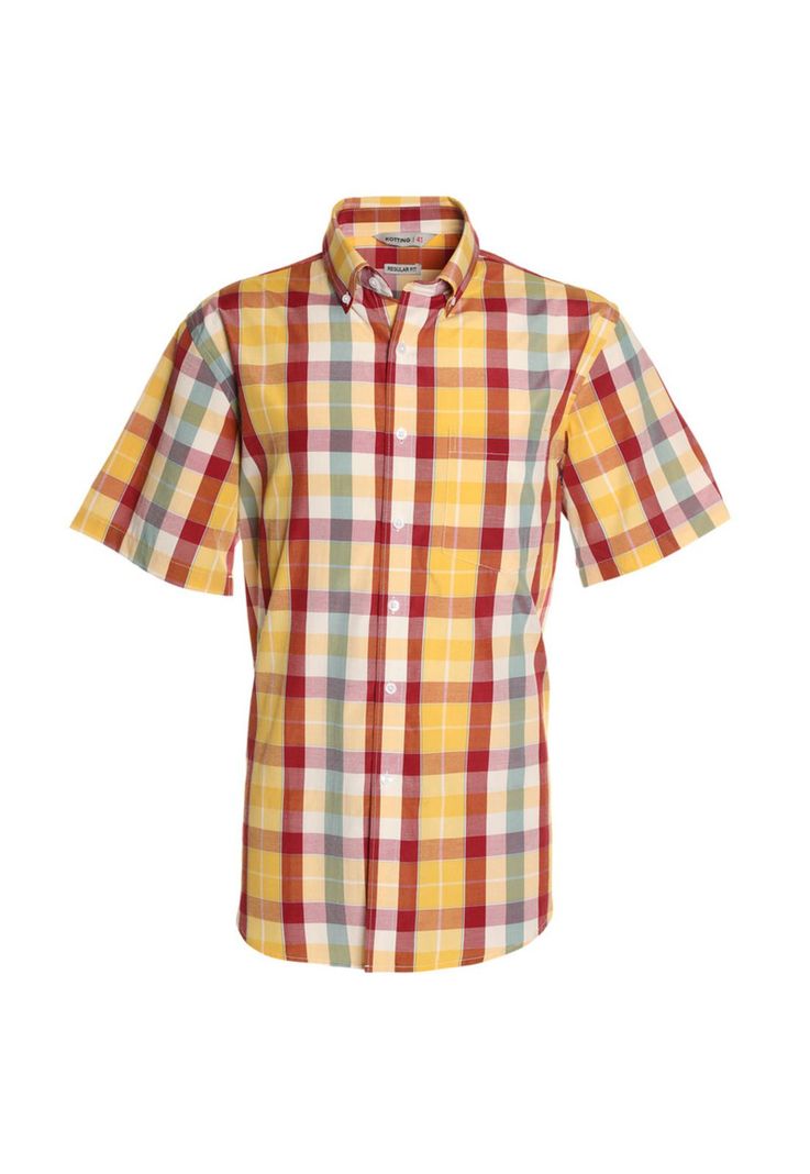 Camisa Fantasia Clasica Manga Corta Boton Cuello Amarillo-3