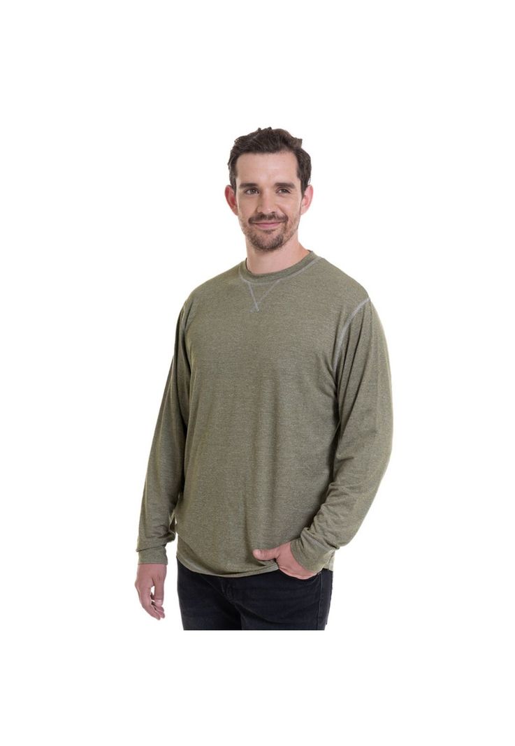 Polera Manga Larga Slub Melange Khaki-0