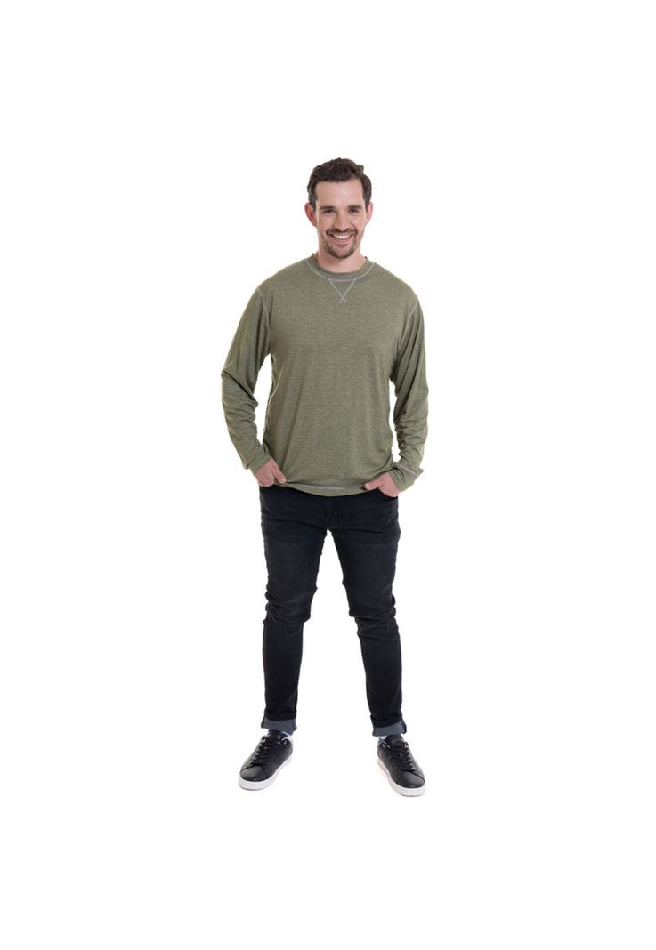 Polera Manga Larga Slub Melange Khaki-2