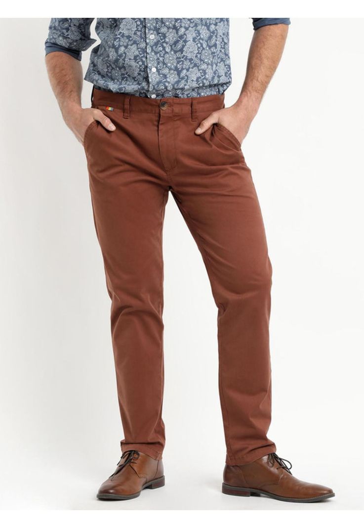 Pantalón Frente Plano Slim Fit Ladrillo-1